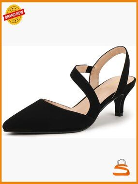 Kitten Heel Pointed Toe Slingback Pumps Low Heel Work Dress Shoes